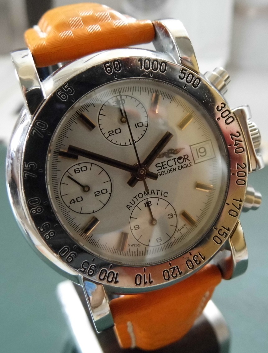 Sector Golden Eagle Chronograph, Silver Dial, Leather Strap.