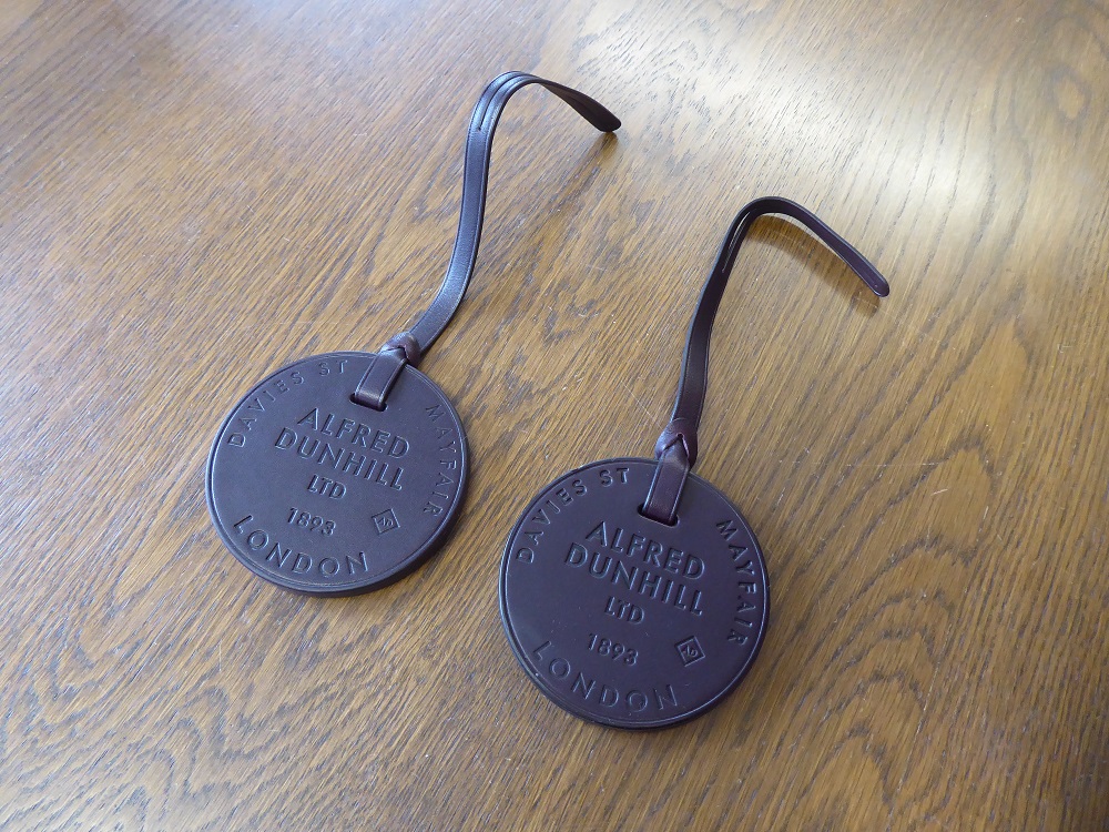Two Alfred Dunhill Duke Leather Luggage Tags