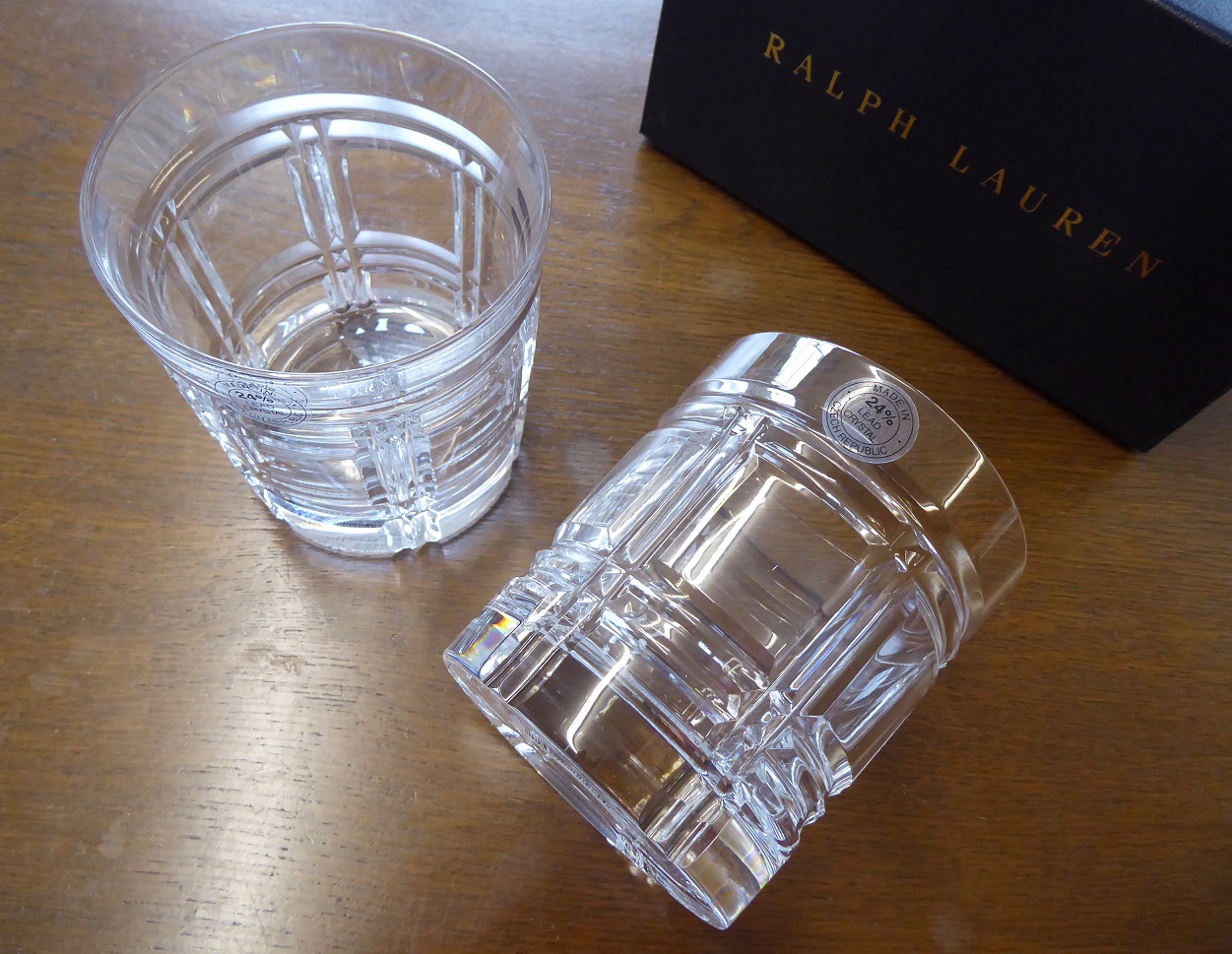 Ralph Lauren Greenwich Double Old Fashioned Glass Tumblers