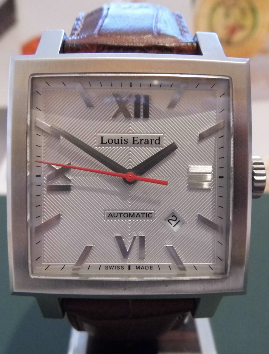 Louis Erard La Carree Automatic Watch, Silver Dial With Leather Strap