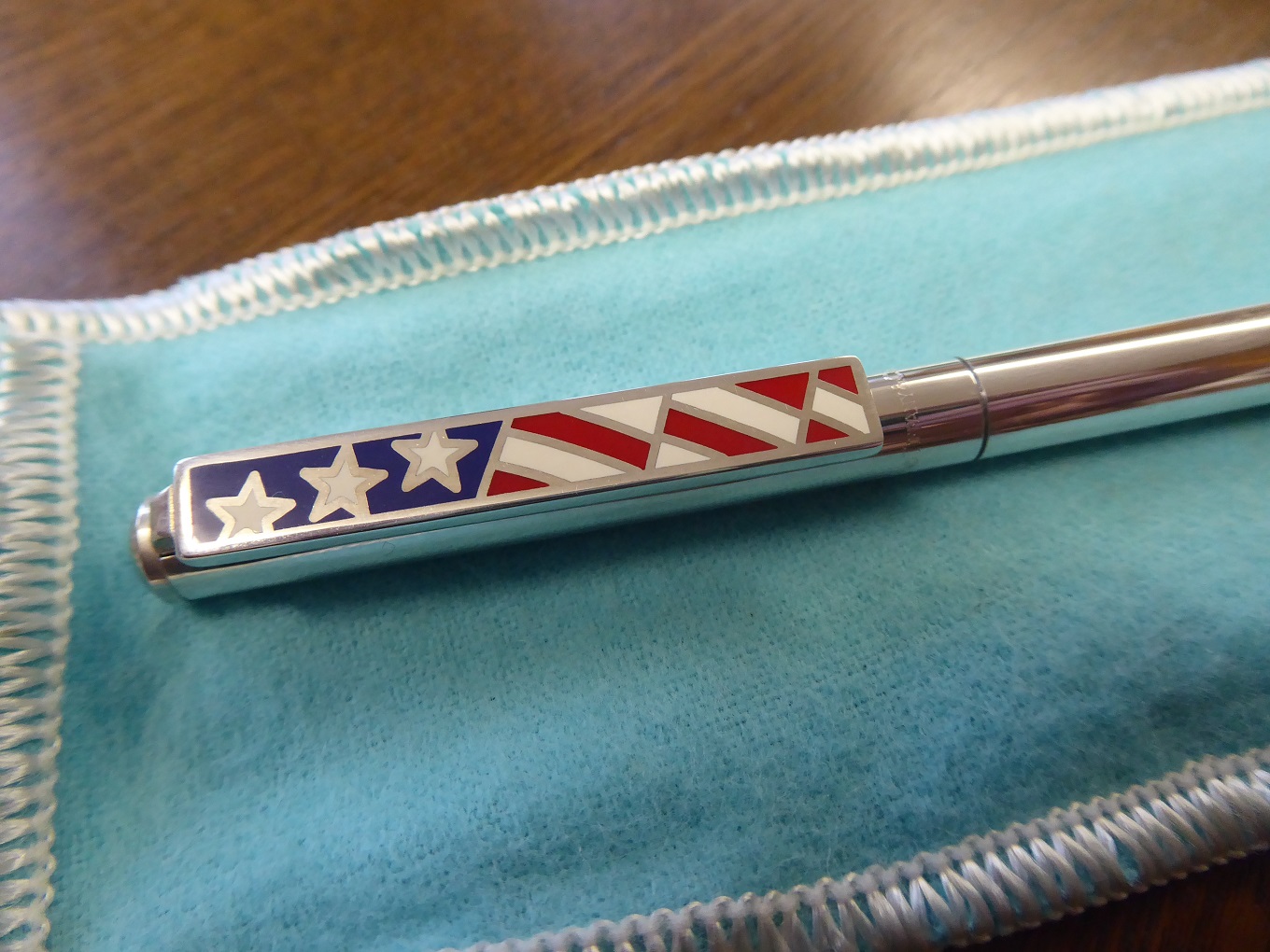 Tiffany & Co USA Flag Sterling Silver Ballpoint Pen