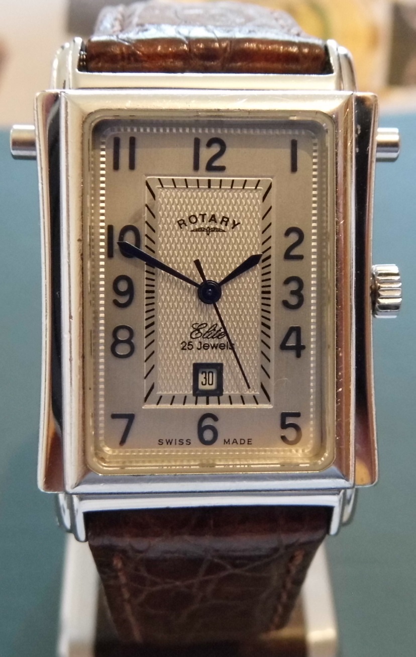 Rotary Elite Hinged Automatic, Silver Dial, Leather Strap