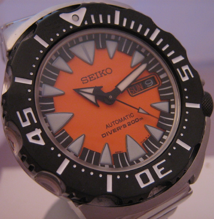 Seiko New Style Orange Monster, Orange Dial, Steel Bracelet