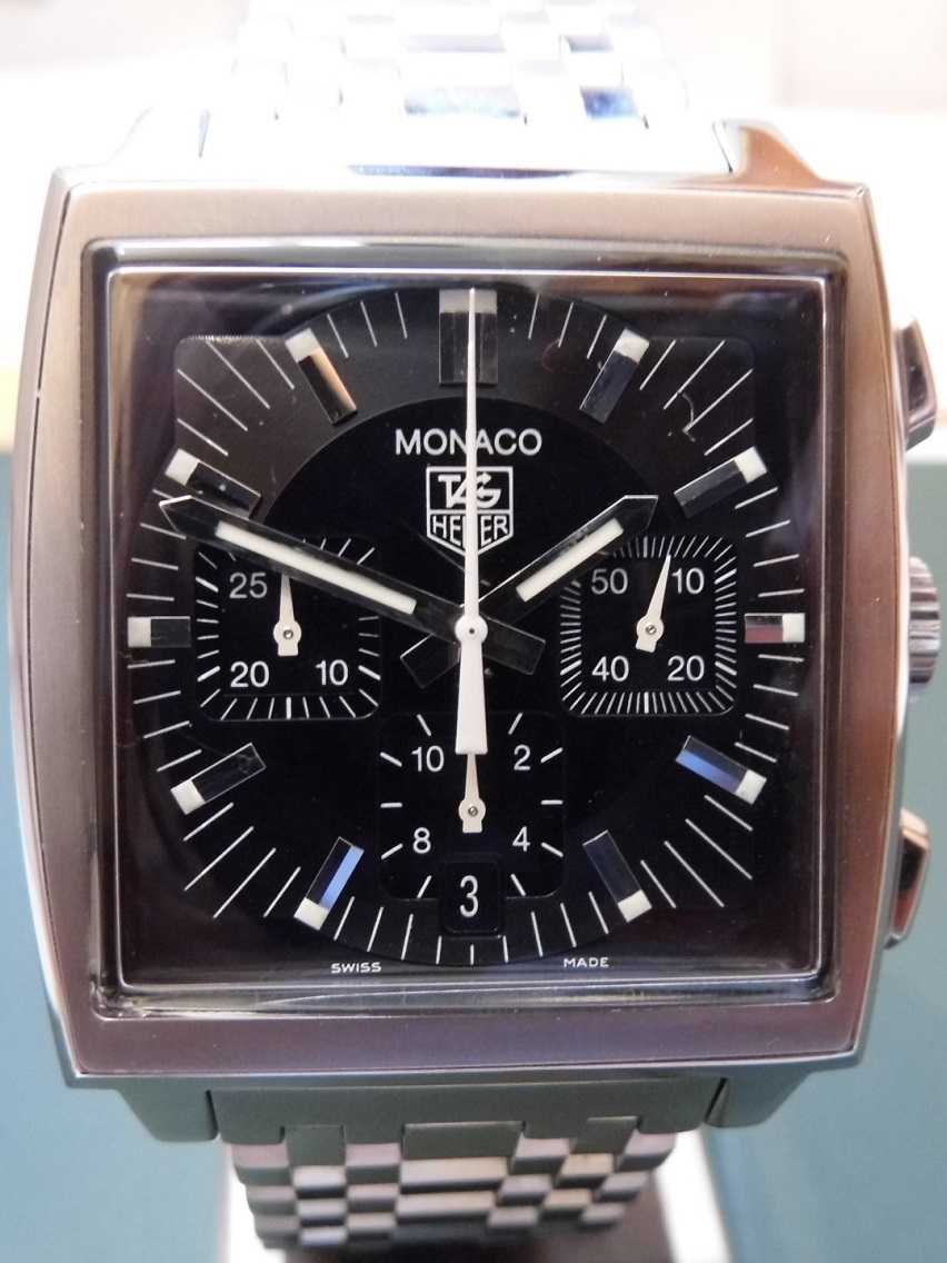 Tag Heuer Monaco Chronograph, Black Dial, Braacelet