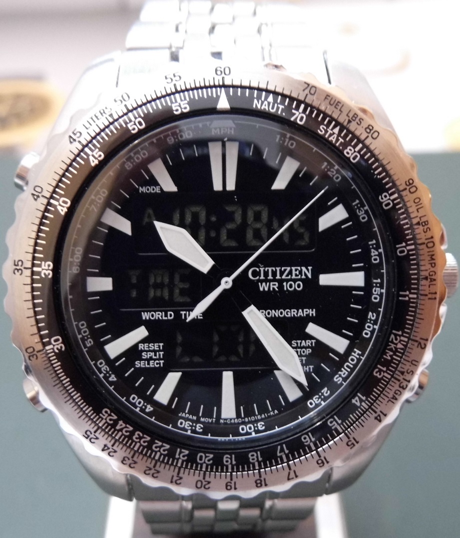 Citizen Wingman World Time, Black Dial, Bracelet