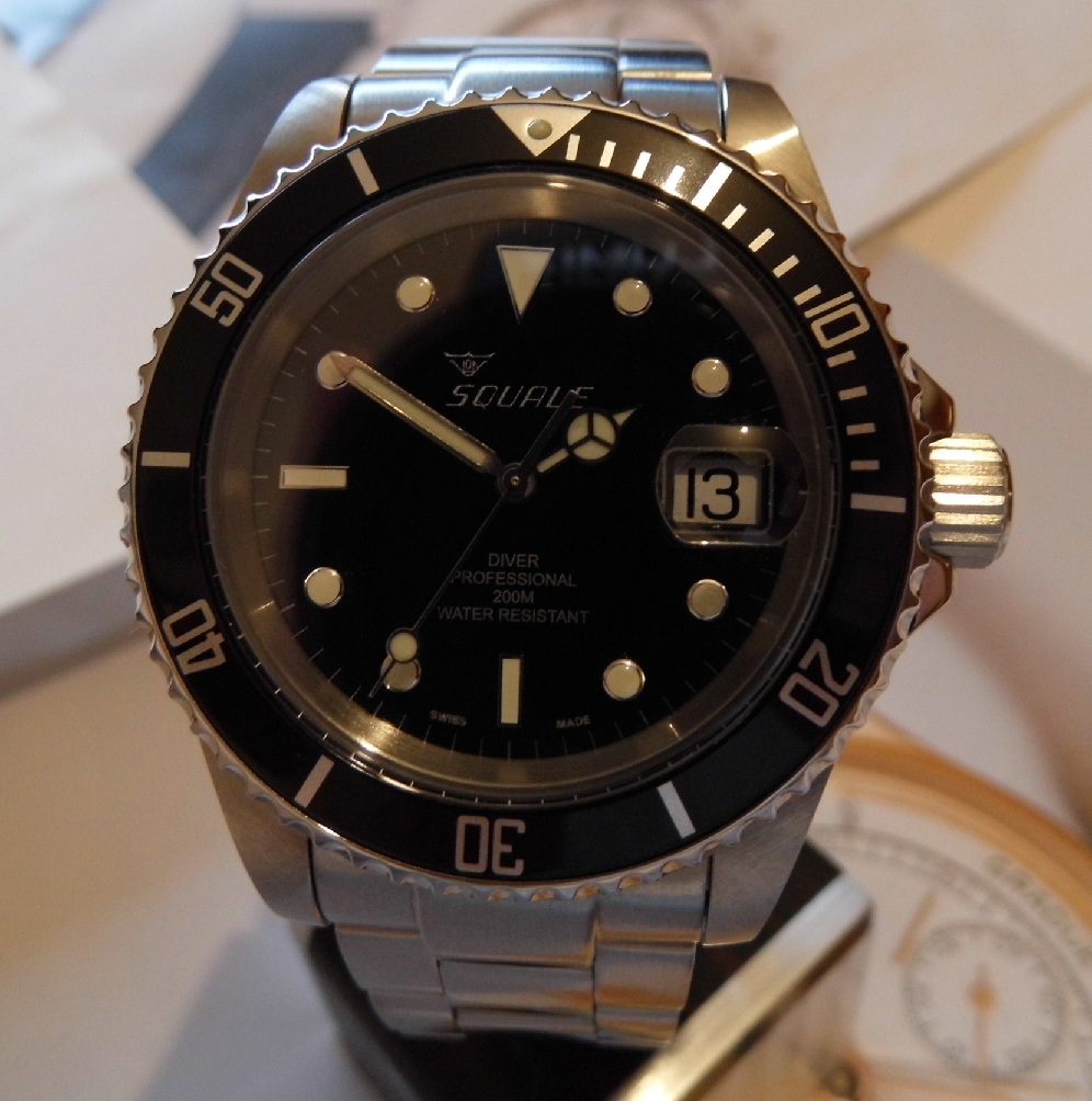 Squale 20 Atmos Classic, Black Dial, Steel Bracelet