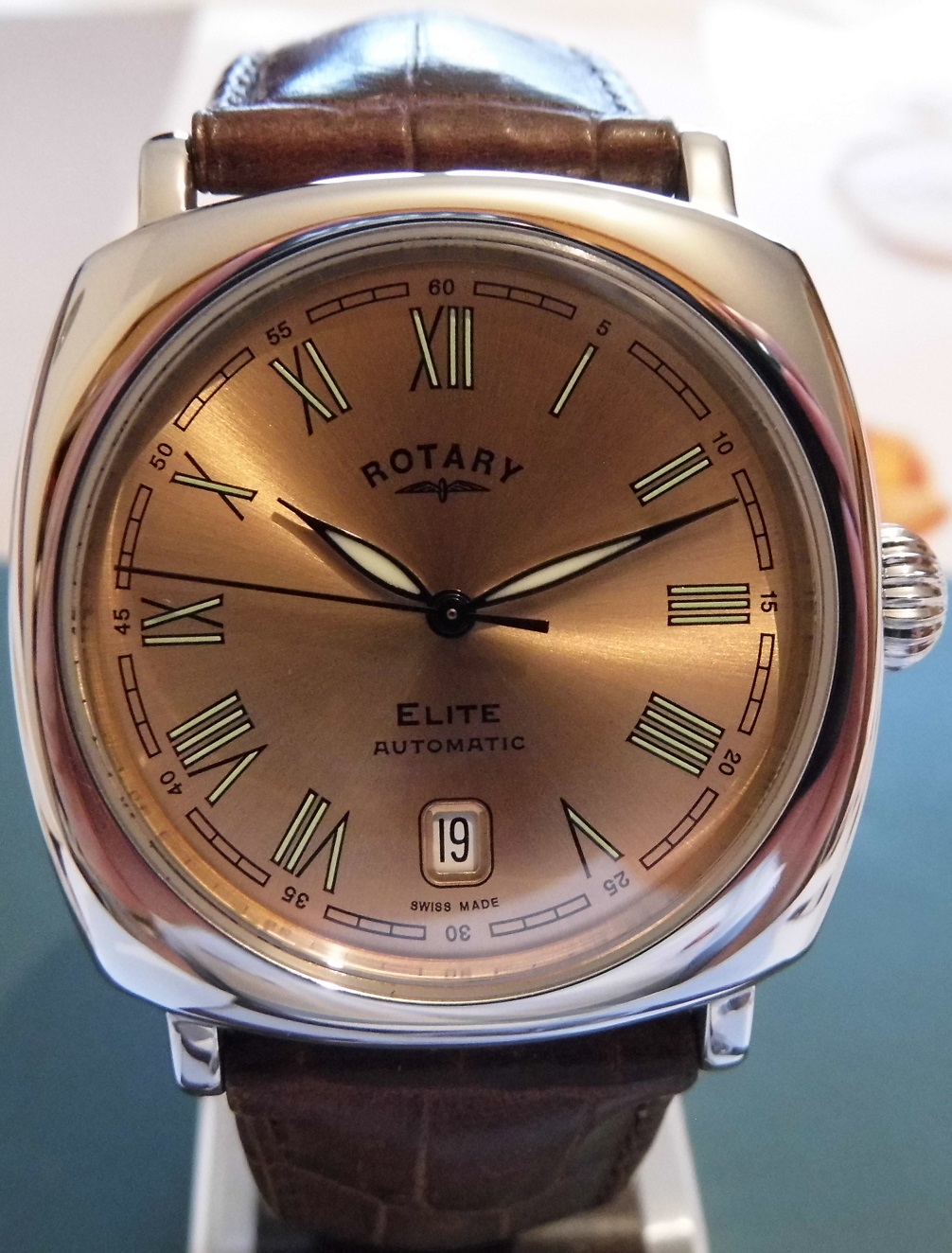 Rotary Elite Automatic, Copper Dial, Leather Strap