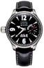 Mancino Sorci Verde Hand Winding Watch, Black Dial With Leather Strap 