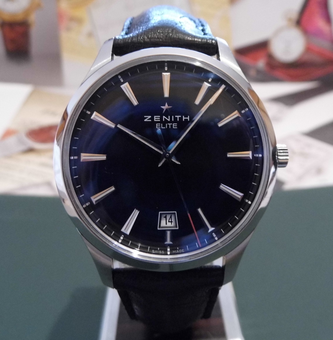 Zenith Elite Captain Central Seconds, Black Dial, Leather Strap
