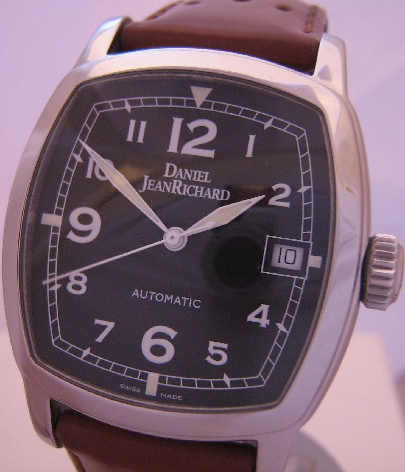 Daniel JeanRichard TV Screen Watch, Black Dial With Leather Strap