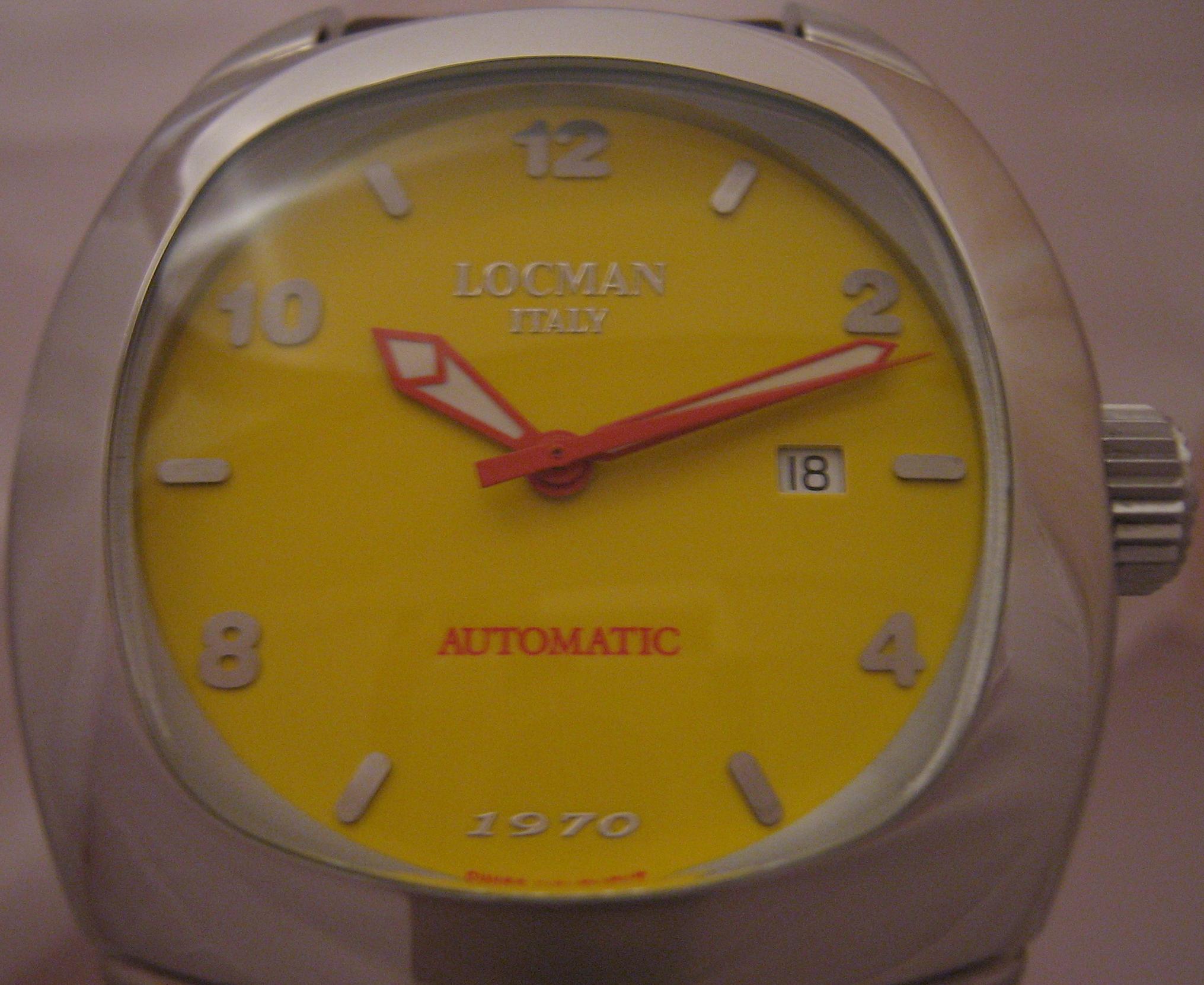 Locman 1970 Automatic Watch, Yellow Dial With Leather Strap