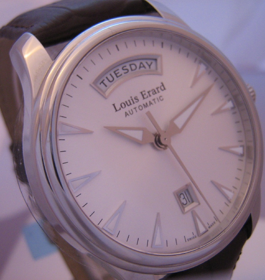 Louis Erard Heritage Day Date, Silver Dial With Leather Strap