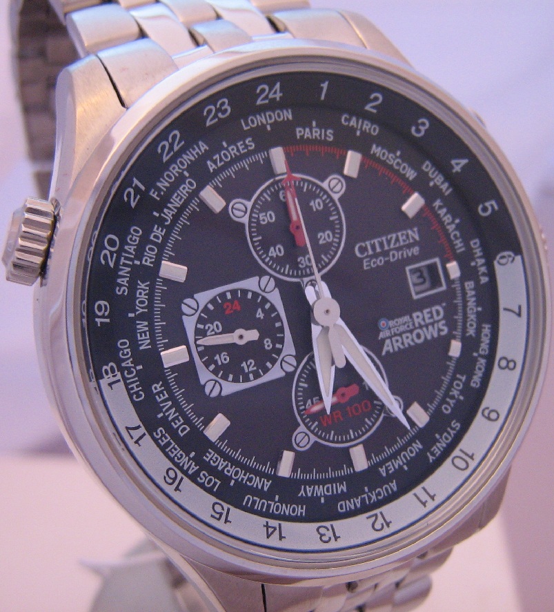 Citizen Eco Drive Red Arrows Chronograph, Black Dial With Bracelet