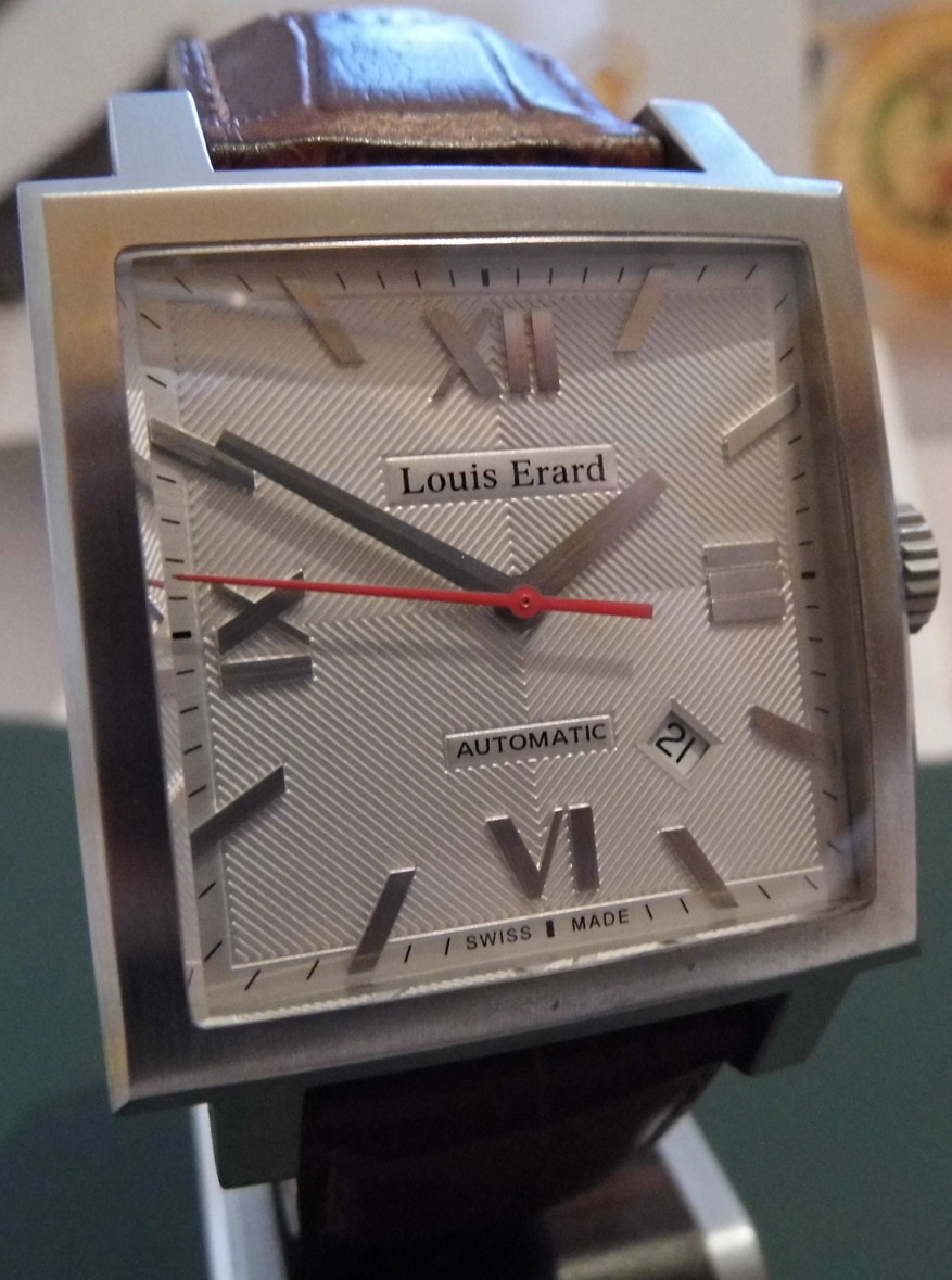 Louis Erard La Carree Automatic Watch, Silver Dial With Leather Strap