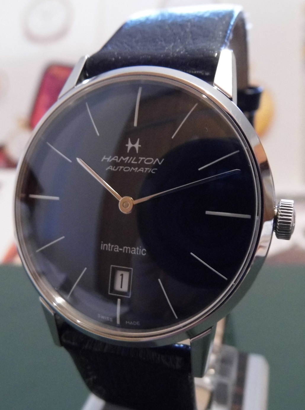Hamilton Intra-Matic 38mm, Black Dial, Leather Strap