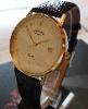Rotary Elite 9K Gold, White Dial, Black Leather Strap
