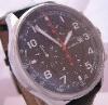 Oceanaut European Chronograph, Black Dial With Leather Strap