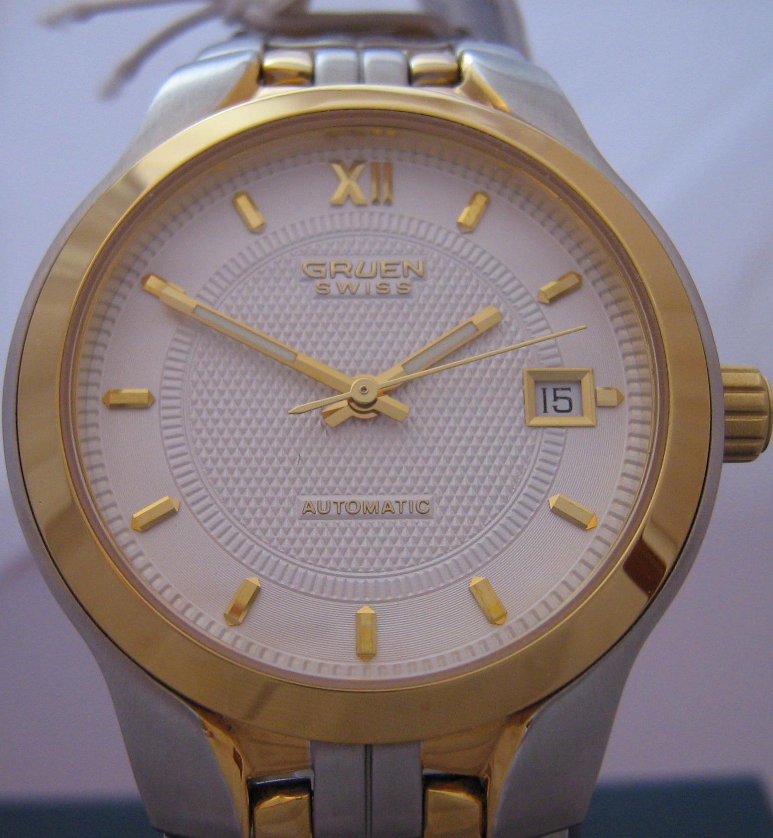 Gruen Swiss Automatic Watch, Gold & Stainless Steel Case And Bracelet