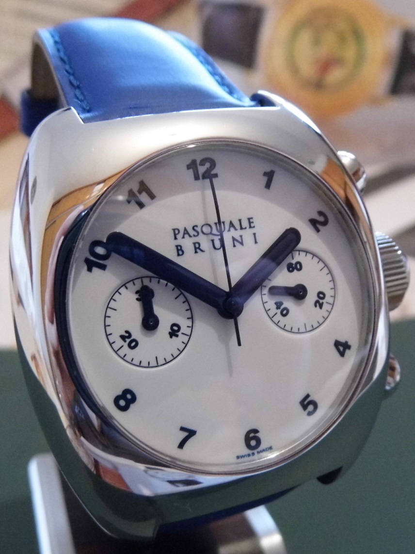 Pasquale Bruni Uomo Automatic Chronograph, White Dial, Leather Strap