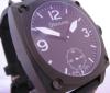 Airforce White Hand Winding Watch, Black Dial With Leather Strap