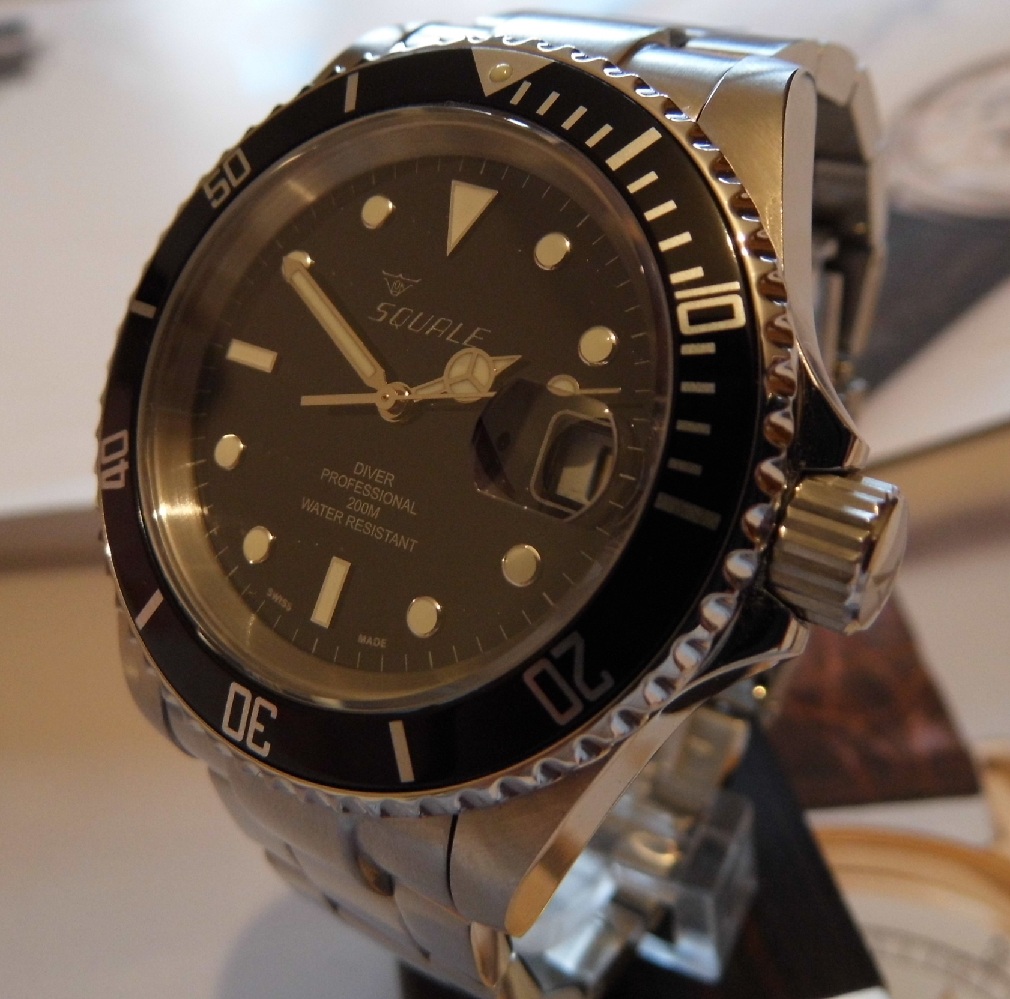 Squale 20 Atmos Classic, Black Dial, Steel Bracelet