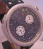 Giuliano Mazzuoli Manometro Chronograph, Black Dial, Leather Strap