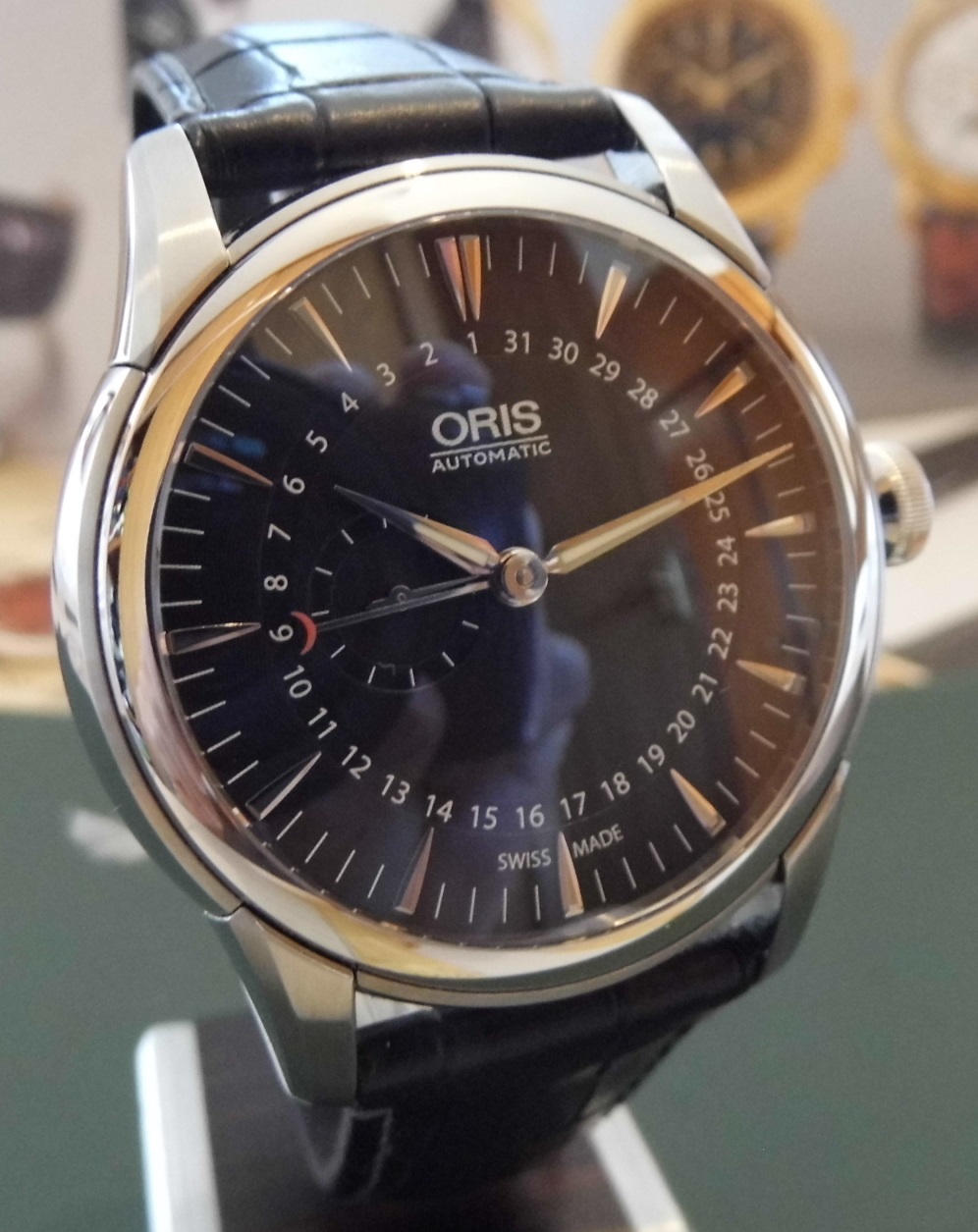 Oris Artelier Small Second Pointer Date, Black Dial, Leather Strap