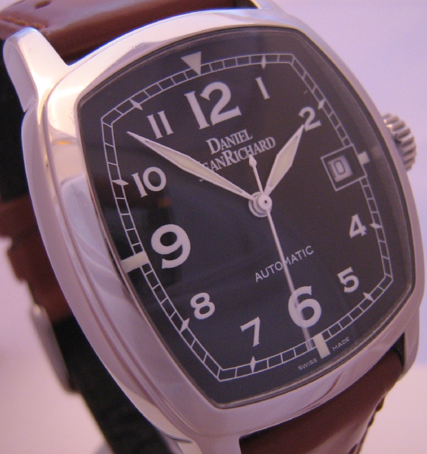 Daniel JeanRichard TV Screen Watch, Black Dial With Leather Strap
