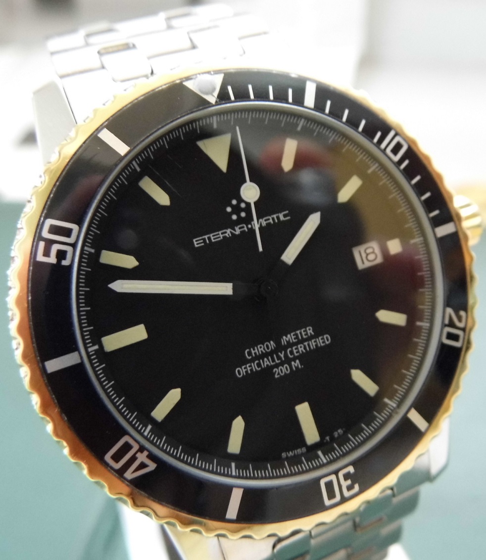 Eterna Kontiki Chronometer Diver, Black Dial, Bracelet