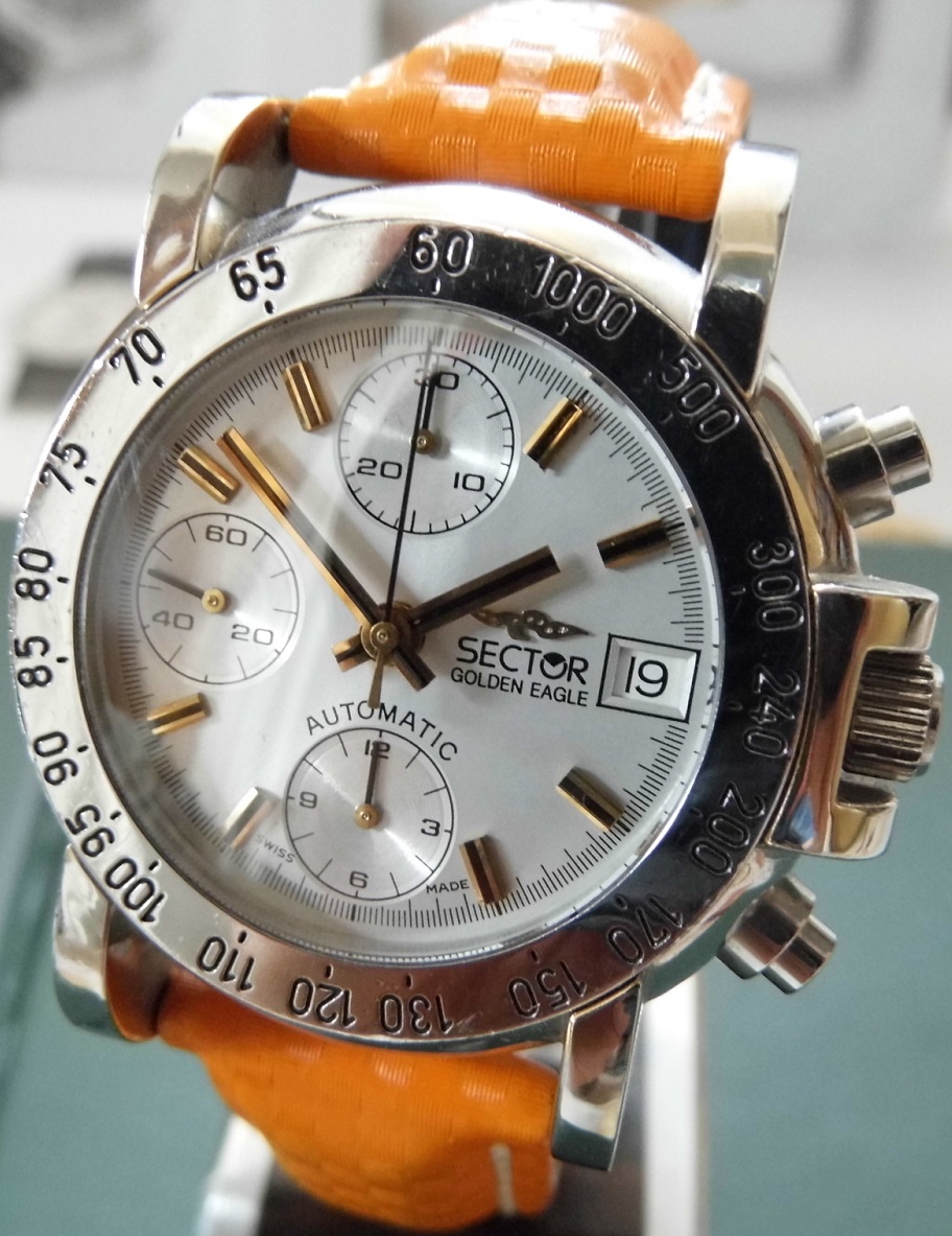 Sector Golden Eagle Chronograph, Silver Dial, Leather Strap.