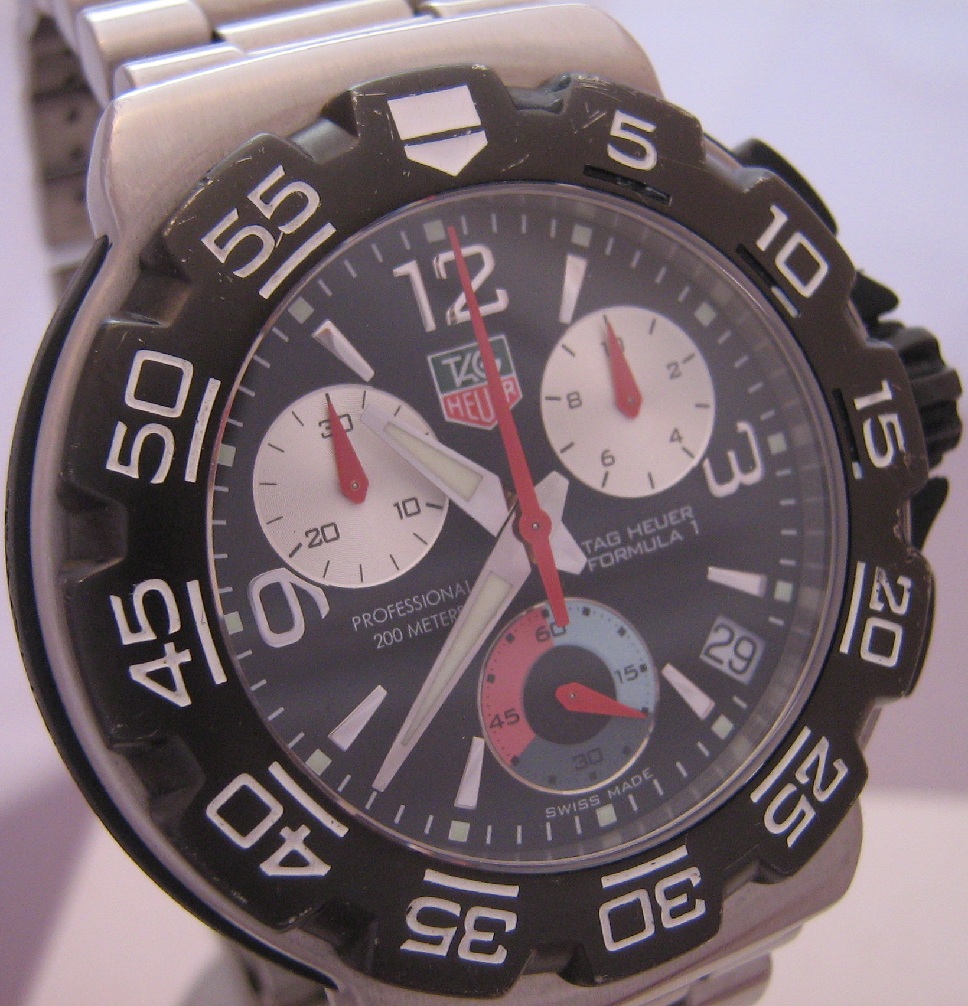 Tag Heuer F1 Chronograph, Black Dial With Steel Bracelet