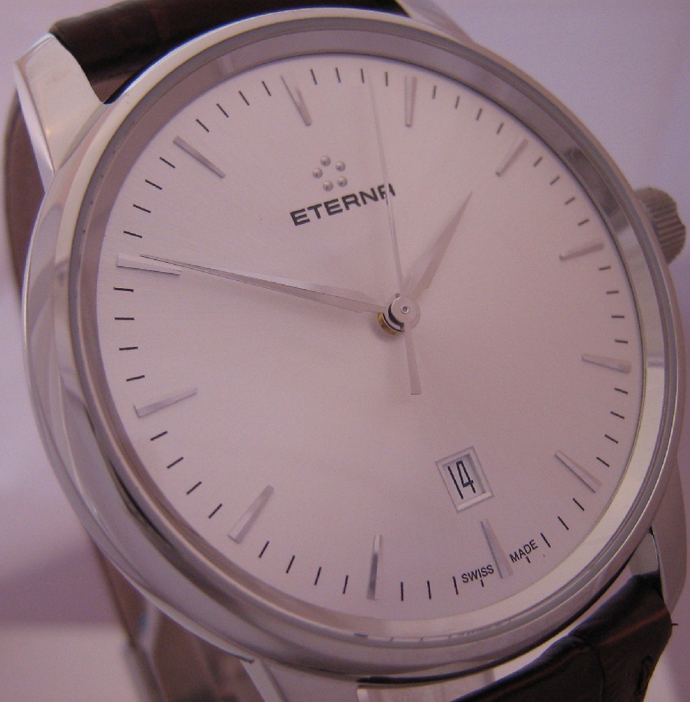 Eterna Soleure Automatic Watch, Silver Dial With Leather Strap