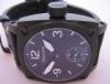 Airforce White Hand Winding Watch, Black Dial With Leather Strap