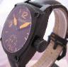 Debaufre Airforce Orange Watch, Black Dial With Leather Strap