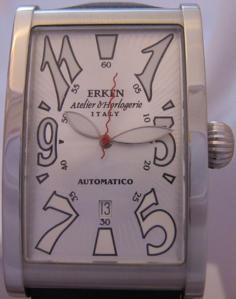 Erken Tegolo Automatic Watch, Silver Dial With Leather Strap