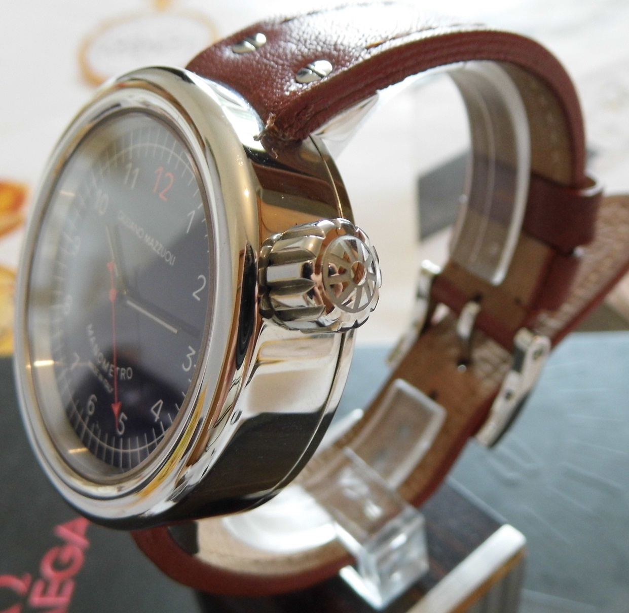 Giuliano Mazzuoli Manometro, Blue Dial, Brown Leather Strap
