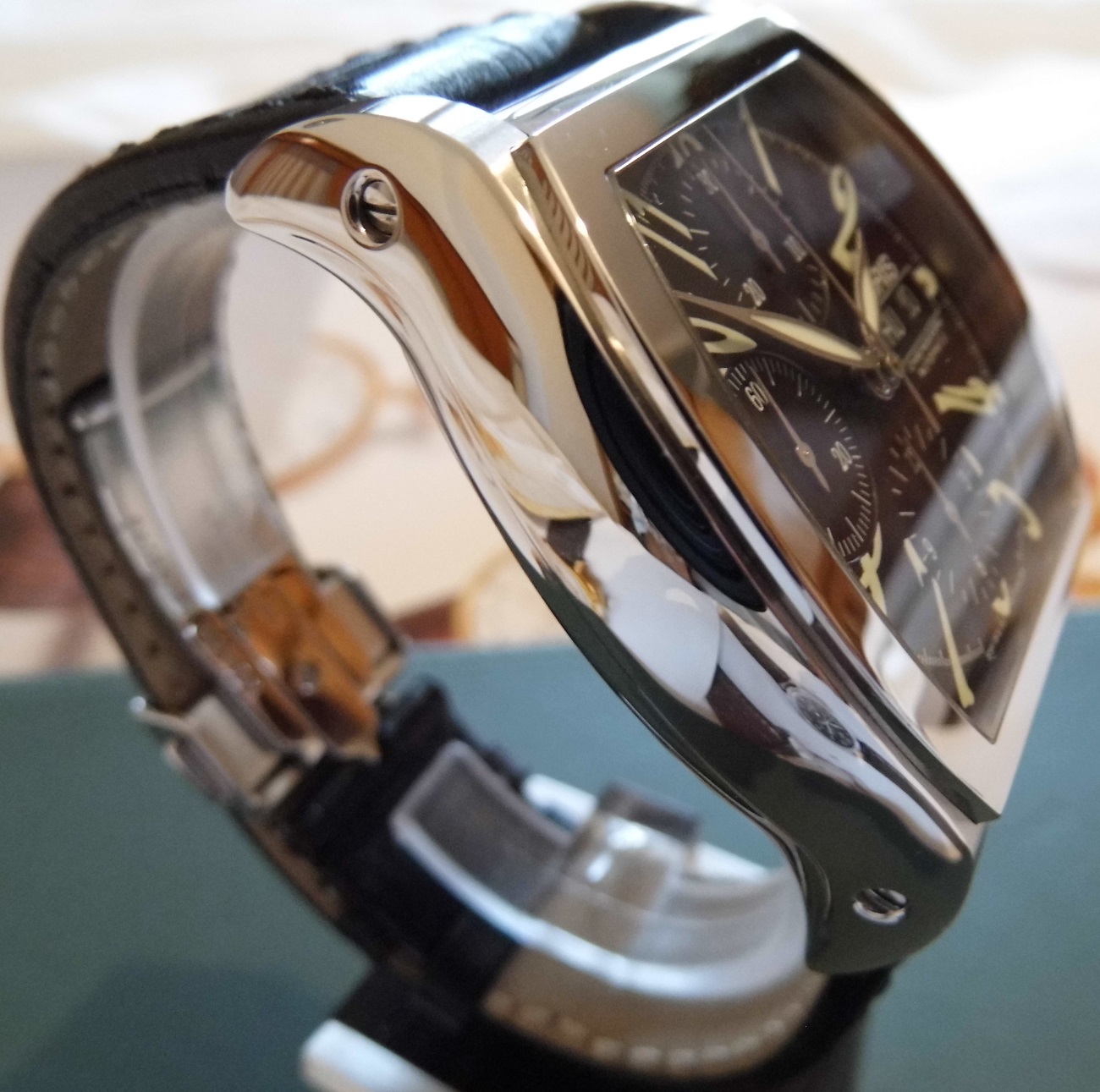 Oris Miles Chronograph, Black Dial, Leather Strap