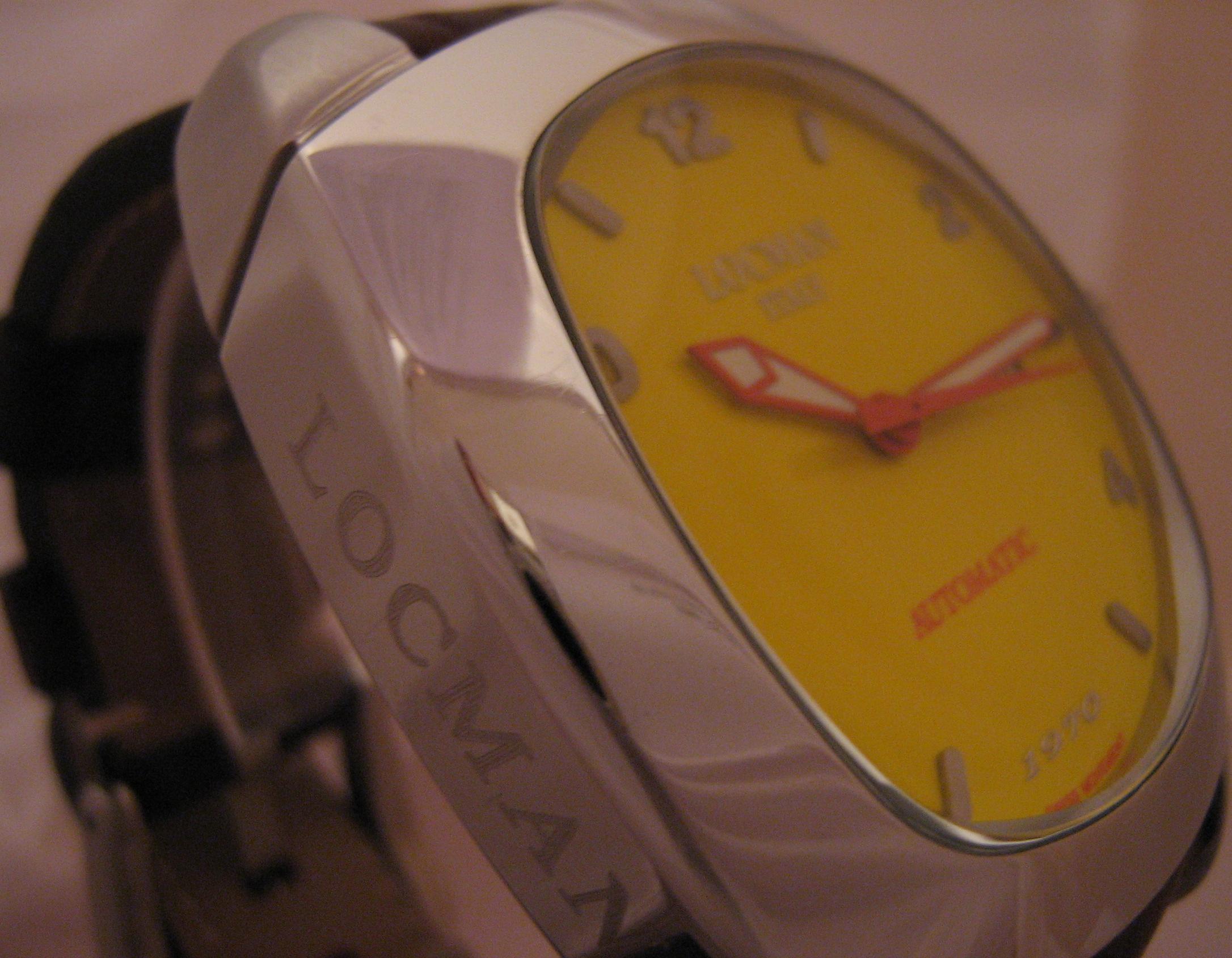 Locman 1970 Automatic Watch, Yellow Dial With Leather Strap