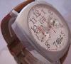 TCM Fiat Football Chronograph, White Dial With Leather Strap