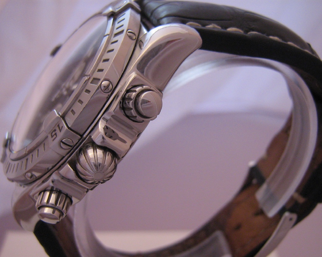 Breitling Chronomat Evolution, Black Dial With Leather Strap